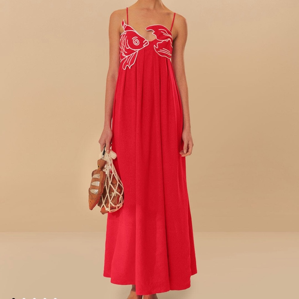 Farm Rio red fish top maxi dress